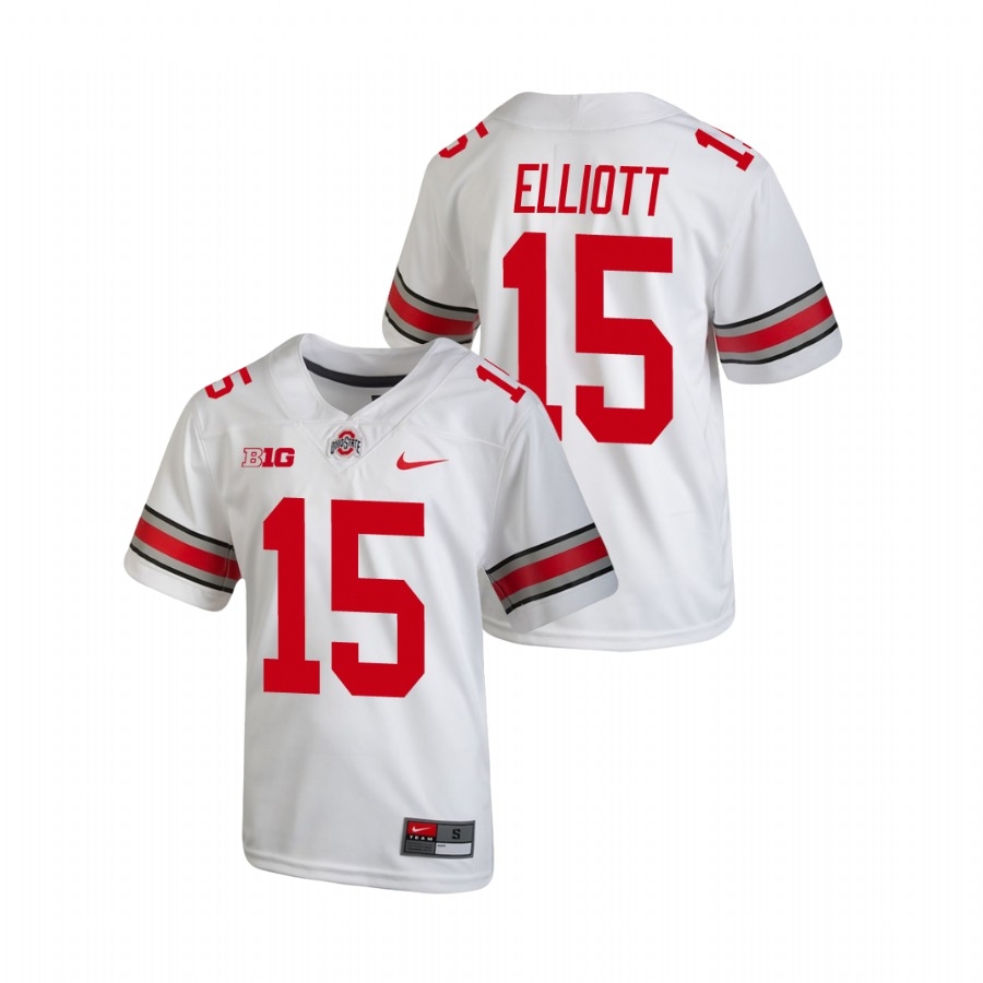 Ohio State Buckeyes Youth NCAA Ezekiel Elliott #15 White Replica College Football Jersey VUU7749CU